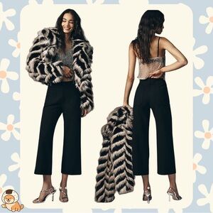 Anthropologie Maeve The Colette Ponte Crop Wide-Leg Pants, Black, Sz 28